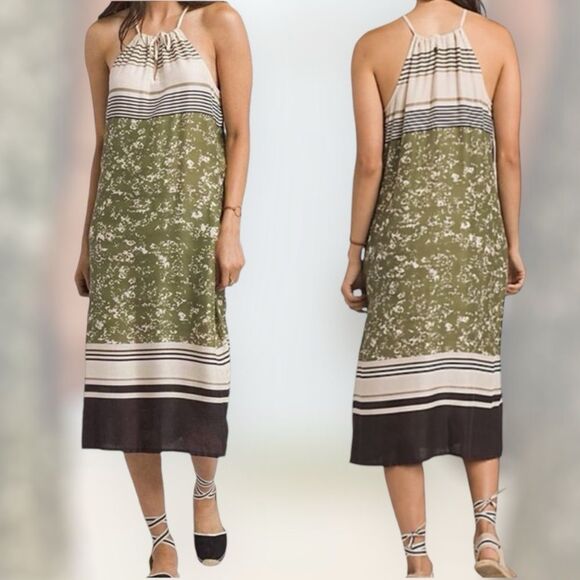 Prana Women's Parisol Midi Halter Sun Dress Olive Brown Modal Size Large - Picture 1 of 11